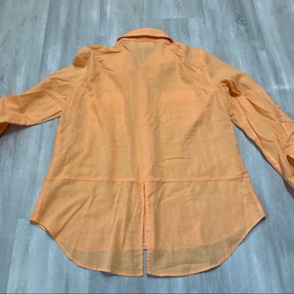 Chico’s Orange Peach Split Back Shirt Sz 2 L - Picture 8 of 8